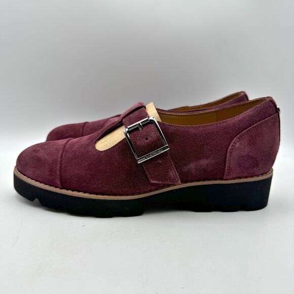 Vionic Womens Carmen Mary Jane Shoes US 6 Wide EU 36 Red Wine Suede NWOB - Picture 8 of 12